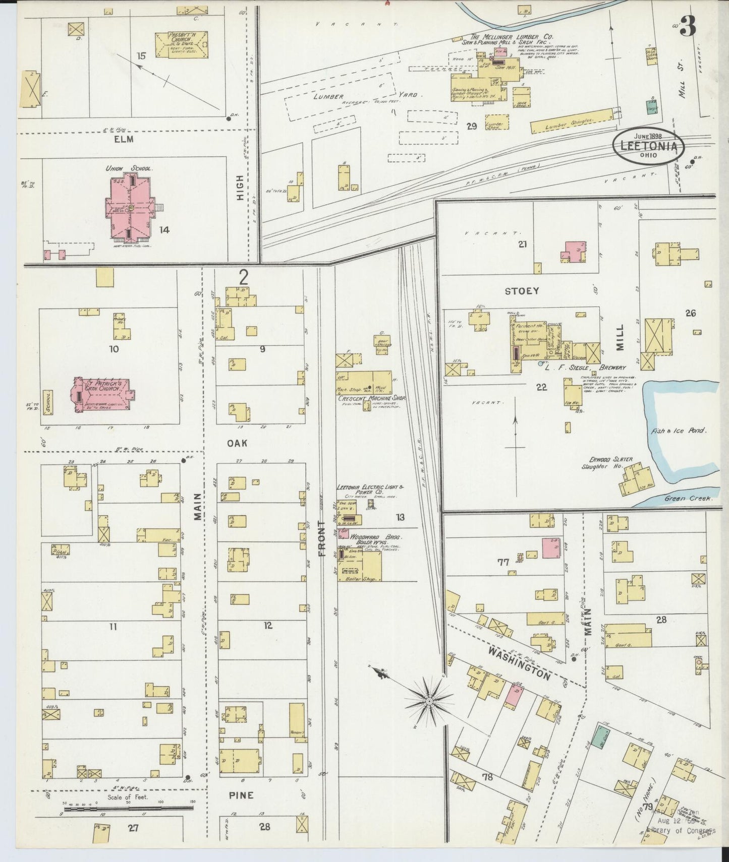 Sanborn Fire Insurance Map from Leetonia, Columbiana County, Ohio (1898), Sheet #0003 - Historic Sanborn Fire Insurance Map Print, vintage old map wall art, antique decor, genealogy gift, Ohio Ohio map