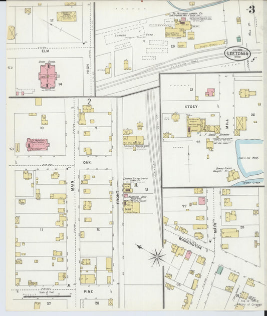 Sanborn Fire Insurance Map from Leetonia, Columbiana County, Ohio (1898), Sheet #0003 - Historic Sanborn Fire Insurance Map Print, vintage old map wall art, antique decor, genealogy gift, Ohio Ohio map