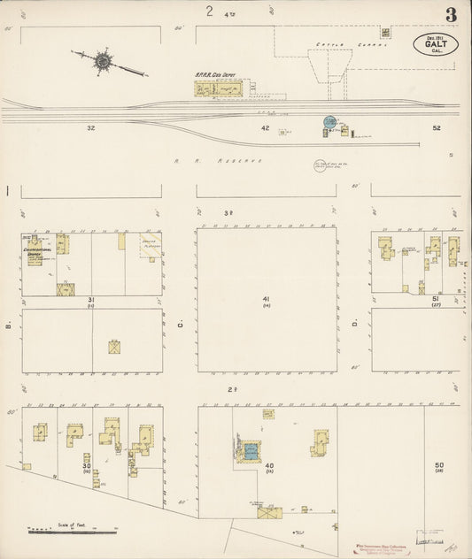 Sanborn Fire Insurance Map from Galt, Sacramento County, California (1911), Sheet #0003 - Historic Sanborn Fire Insurance Map Print, vintage old map wall art, antique decor, genealogy gift, California California map