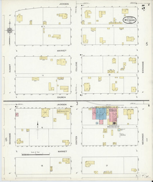 Sanborn Fire Insurance Map from Weimar, Colorado County, Texas (1912), Sheet #0005 - Historic Sanborn Fire Insurance Map Print, vintage old map wall art, antique decor, genealogy gift, Weimar Colorado map