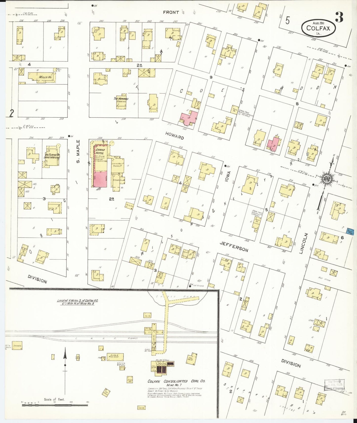 Sanborn Fire Insurance Map from Colfax, Jasper County, Iowa (1911), Sheet #0003 - Historic Sanborn Fire Insurance Map Print, vintage old map wall art