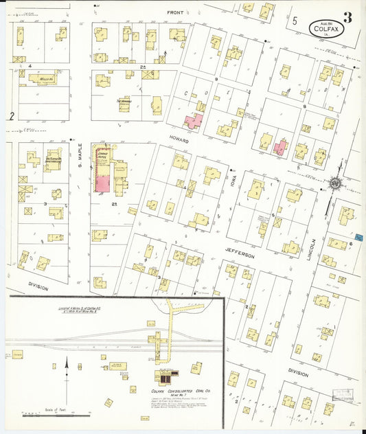 Sanborn Fire Insurance Map from Colfax, Jasper County, Iowa (1911), Sheet #0003 - Historic Sanborn Fire Insurance Map Print, vintage old map wall art