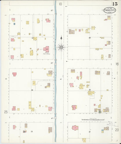 Sanborn Fire Insurance Map from Provo, Utah County, Utah (1900), Sheet #0015 - Complete Map Set gallery image, historic Sanborn map, vintage wall art, Provo Utah