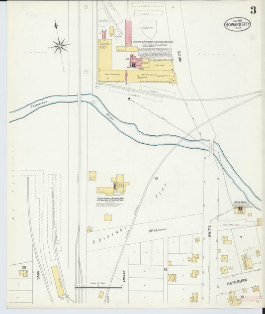 Sanborn Fire Insurance Map from Howard City, Montcalm County, Michigan (1899), Sheet #0003 - Historic Sanborn Fire Insurance Map Print, vintage old map wall art, antique decor, genealogy gift, Michigan Michigan map