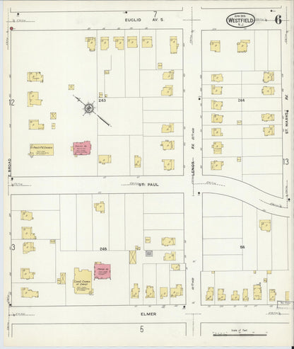 Sanborn Fire Insurance Map from Westfield, Union County, New Jersey (1916), Sheet #0006 - Complete Map Set gallery image, historic Sanborn map, vintage wall art, New Jersey New Jersey