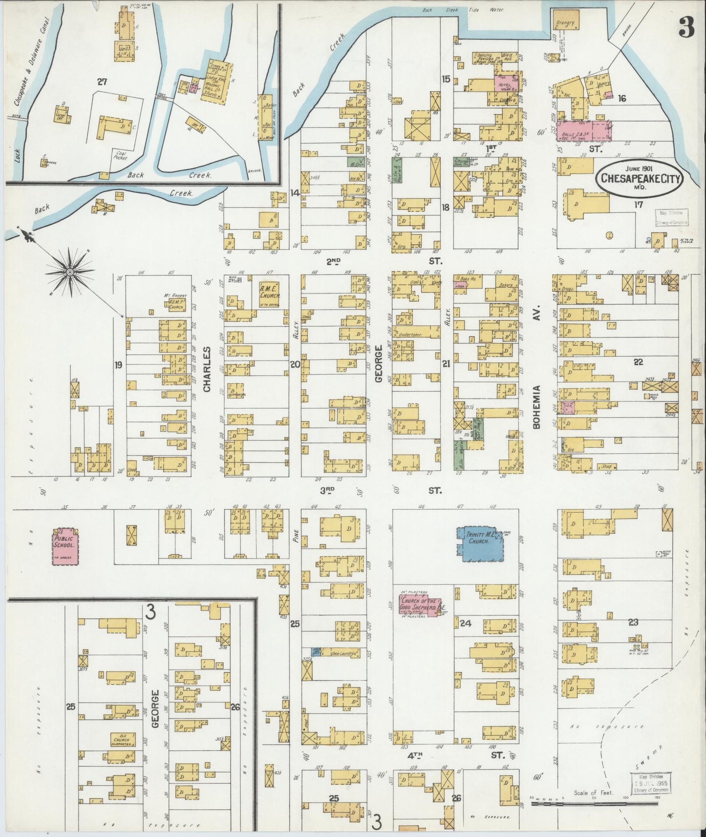 Sanborn Fire Insurance Map from Chesapeake City, Cecil County, Maryland (1901), Sheet #0003 - Complete Map Set gallery image, historic Sanborn map, vintage wall art, Maryland Maryland