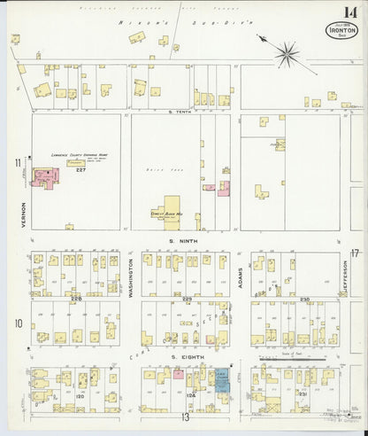 Sanborn Fire Insurance Map from Ironton, Lawrence County, Ohio (1909), Sheet #0014 - Complete Map Set gallery image, historic Sanborn map, vintage wall art, Ohio Ohio