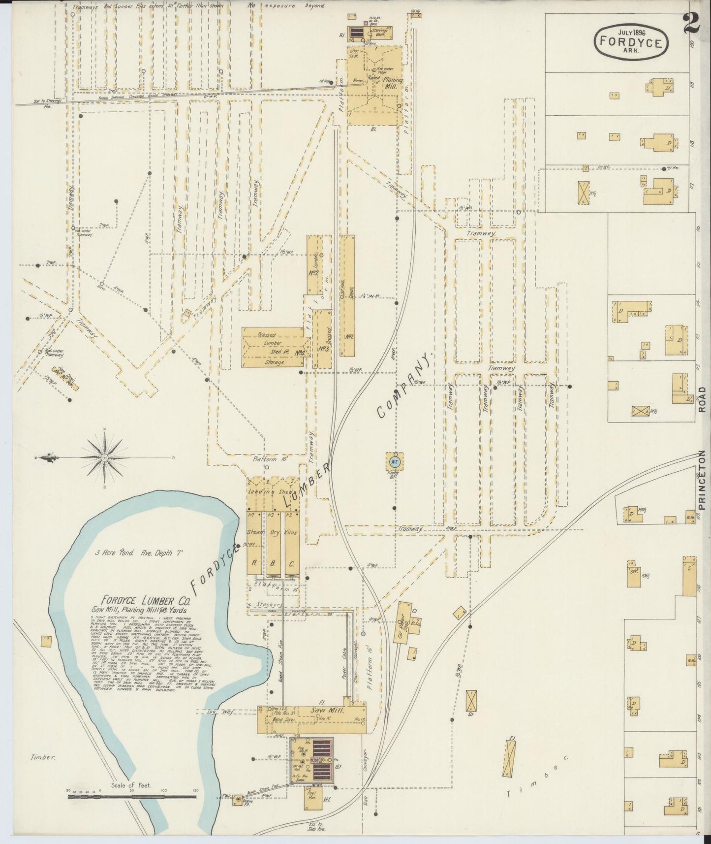 Sanborn Fire Insurance Map from Fordyce, Dallas County, Arkansas (1896), Sheet #0002 - Complete Map Set gallery image, historic Sanborn map, vintage wall art, Arkansas Arkansas