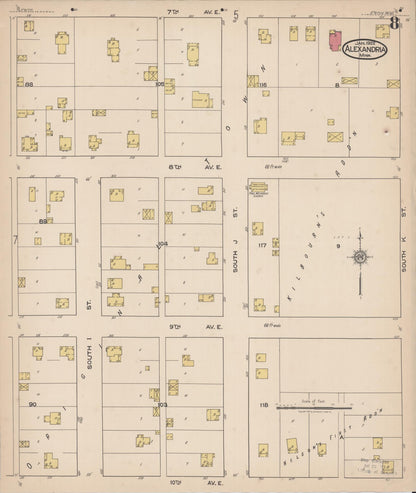 Sanborn Fire Insurance Map from Alexandria, Douglas County, Minnesota (1922), Sheet #0008 - Complete Map Set gallery image, historic Sanborn map, vintage wall art, Minnesota Minnesota