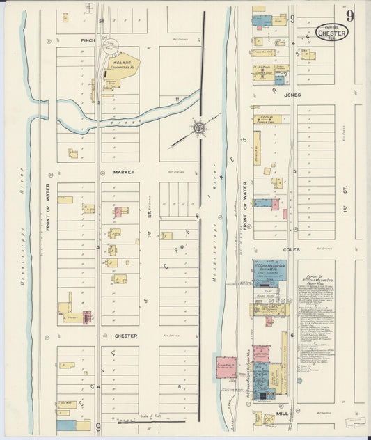 Sanborn Fire Insurance Map from Chester, Randolph County, Illinois (1911), Sheet #0009 - Historic Sanborn Fire Insurance Map Print, vintage old map wall art, antique decor, genealogy gift, Illinois Illinois map