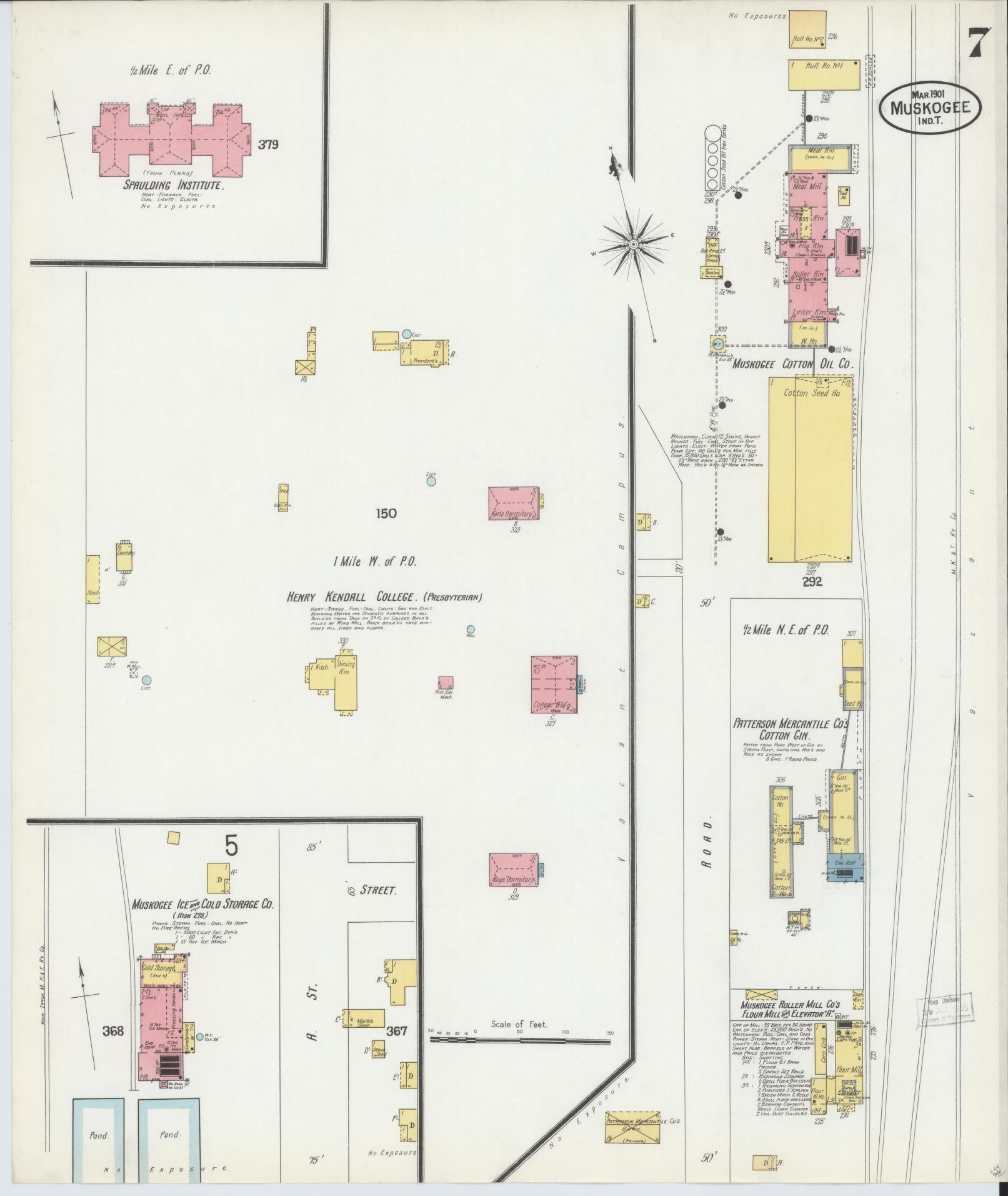 Sanborn Fire Insurance Map from Muskogee, Muskogee County, Oklahoma (1901), Sheet #0007 - Complete Map Set gallery image, historic Sanborn map, vintage wall art, Oklahoma Oklahoma