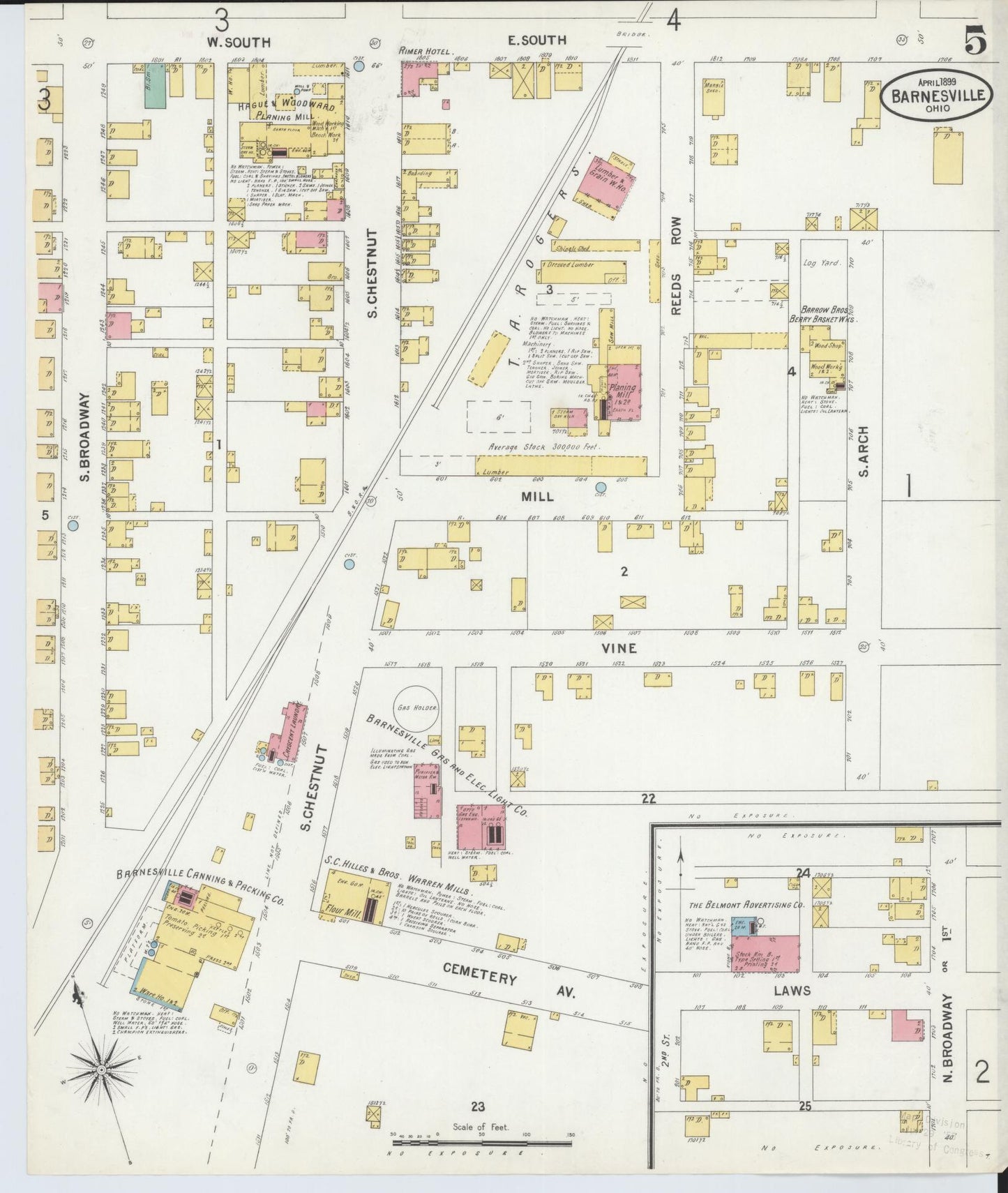 Sanborn Fire Insurance Map from Barnesville, Belmont County, Ohio (1899), Sheet #0005 - Historic Sanborn Fire Insurance Map Print, vintage old map wall art, antique decor, genealogy gift, Ohio Ohio map