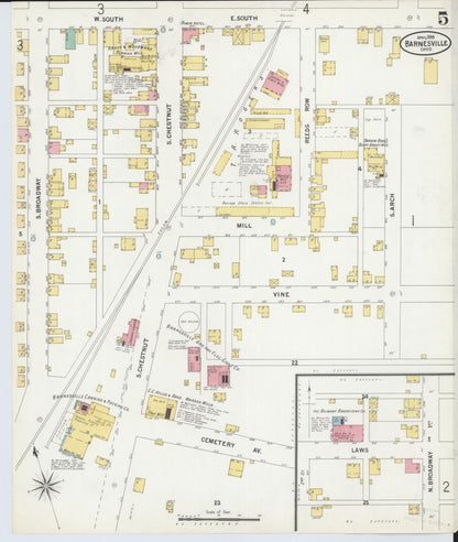 Sanborn Fire Insurance Map from Barnesville, Belmont County, Ohio (1899), Sheet #0005 - Historic Sanborn Fire Insurance Map Print, vintage old map wall art, antique decor, genealogy gift, Ohio Ohio map