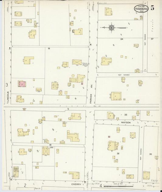 Sanborn Fire Insurance Map from Hamburg, Ashley County, Arkansas (1914), Sheet #0005 - Historic Sanborn Fire Insurance Map Print, vintage old map wall art, antique decor, genealogy gift, Arkansas Arkansas map