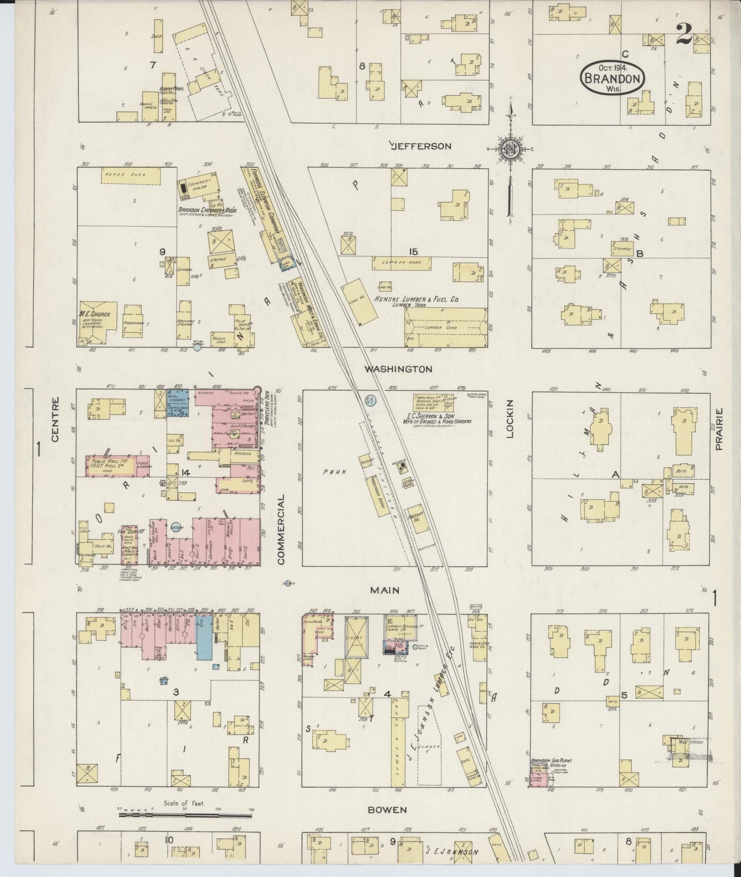 Sanborn Fire Insurance Map from Brandon, Fond du Lac County, Wisconsin (1914), Sheet #0002 - Complete Map Set gallery image, historic Sanborn map, vintage wall art, Wisconsin Wisconsin