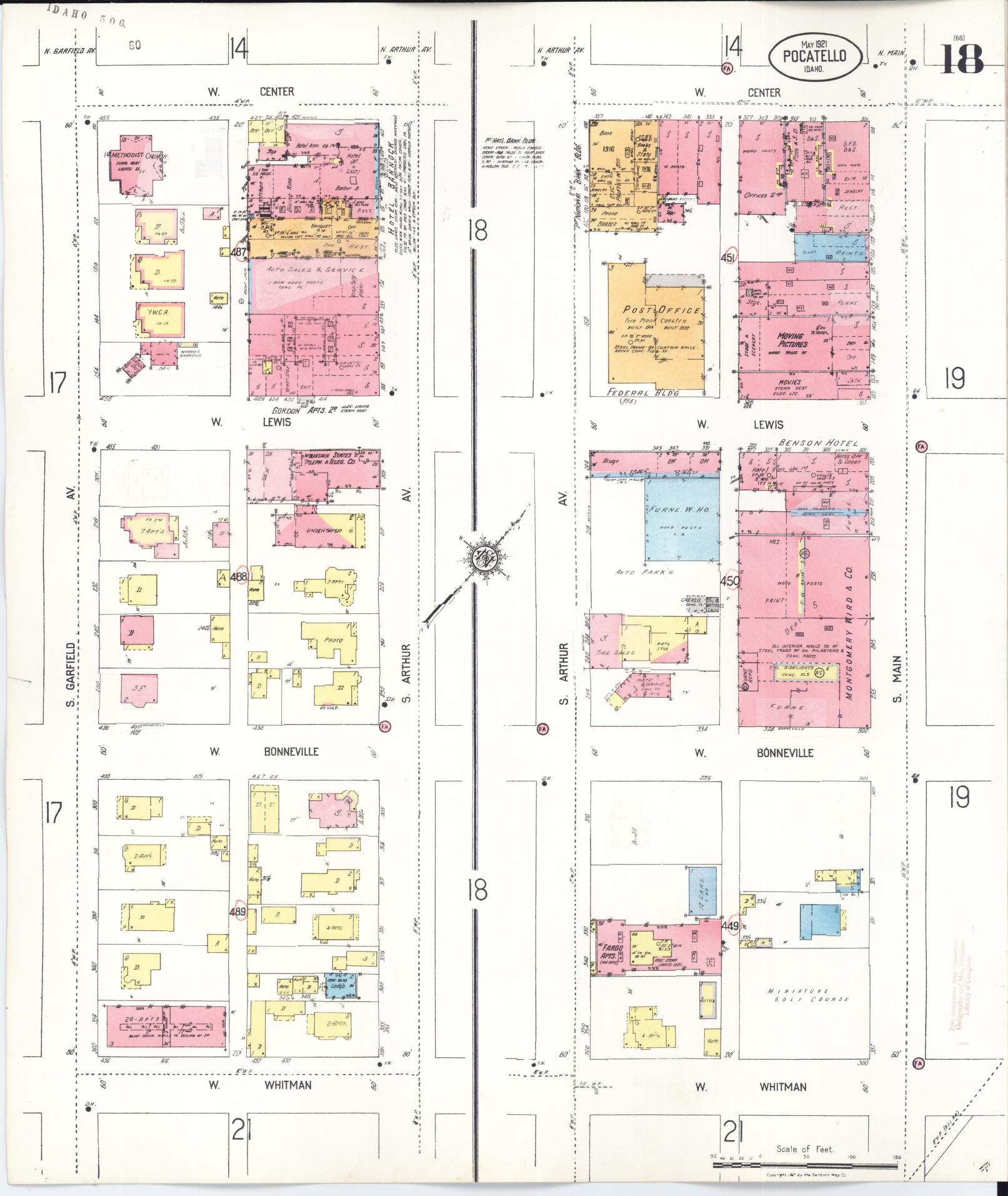Sanborn Fire Insurance Map from Pocatello, Bannock County, Idaho (1948), Sheet #0018 - Historic Sanborn Fire Insurance Map Print, vintage old map wall art, antique decor, genealogy gift, Idaho Idaho map