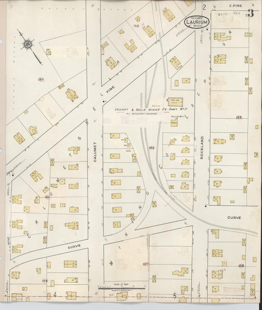 Sanborn Fire Insurance Map from Laurium, Houghton County, Michigan (1949), Sheet #0003 - Historic Sanborn Fire Insurance Map Print, vintage old map wall art, antique decor, genealogy gift, Michigan Michigan map