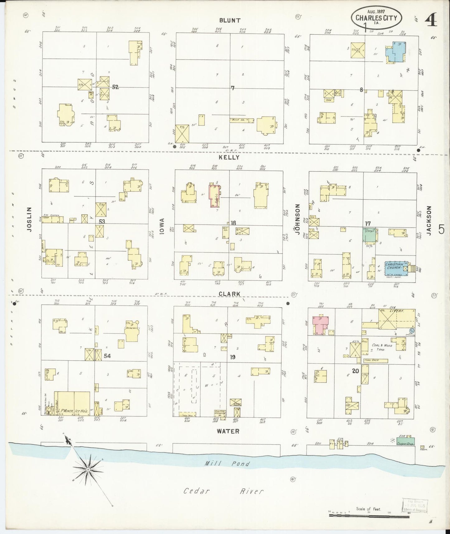 Sanborn Fire Insurance Map from Charles City, Floyd County, Iowa (1897), Sheet #0004 - Historic Sanborn Fire Insurance Map Print