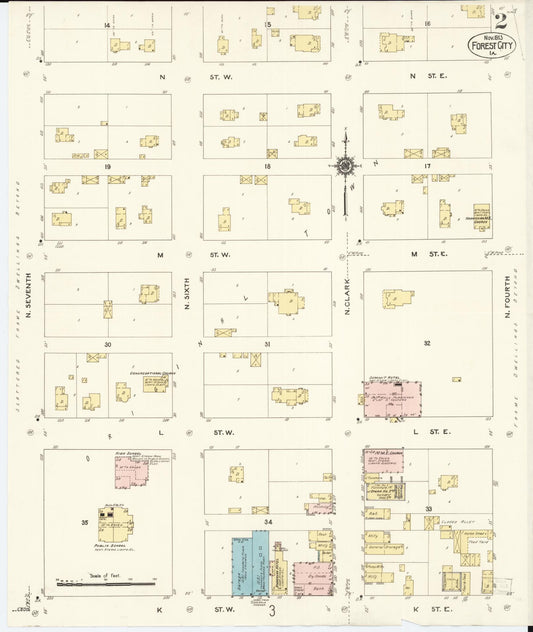 Sanborn Fire Insurance Map from Forest City, Winnebago County, Iowa (1913), Sheet #0002 - Historic Sanborn Fire Insurance Map Print, vintage old map wall art