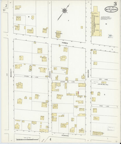 Sanborn Fire Insurance Map from Mount Pleasant, Charleston County, South Carolina (1912), Sheet #0003 - Complete Map Set gallery image, historic Sanborn map, vintage wall art, South Carolina South Carolina