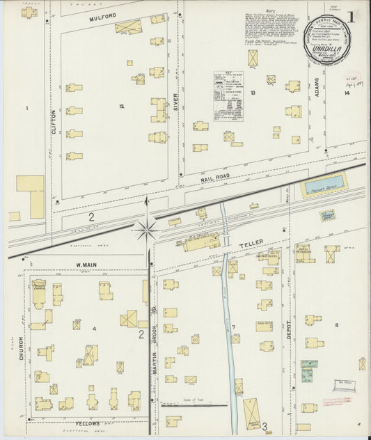Sanborn Fire Insurance Map from Unadilla, Otsego County, New York (1897), Sheet #0001 - Historic Sanborn Fire Insurance Map Print, vintage old map wall art, antique decor, genealogy gift, New York New York map