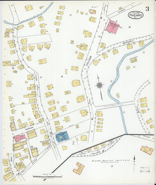 Sanborn Fire Insurance Map from Hazard, Perry County, Kentucky (1920), Sheet #0003 - Historic Sanborn Fire Insurance Map Print, vintage old map wall art, antique decor, genealogy gift, Kentucky Kentucky map