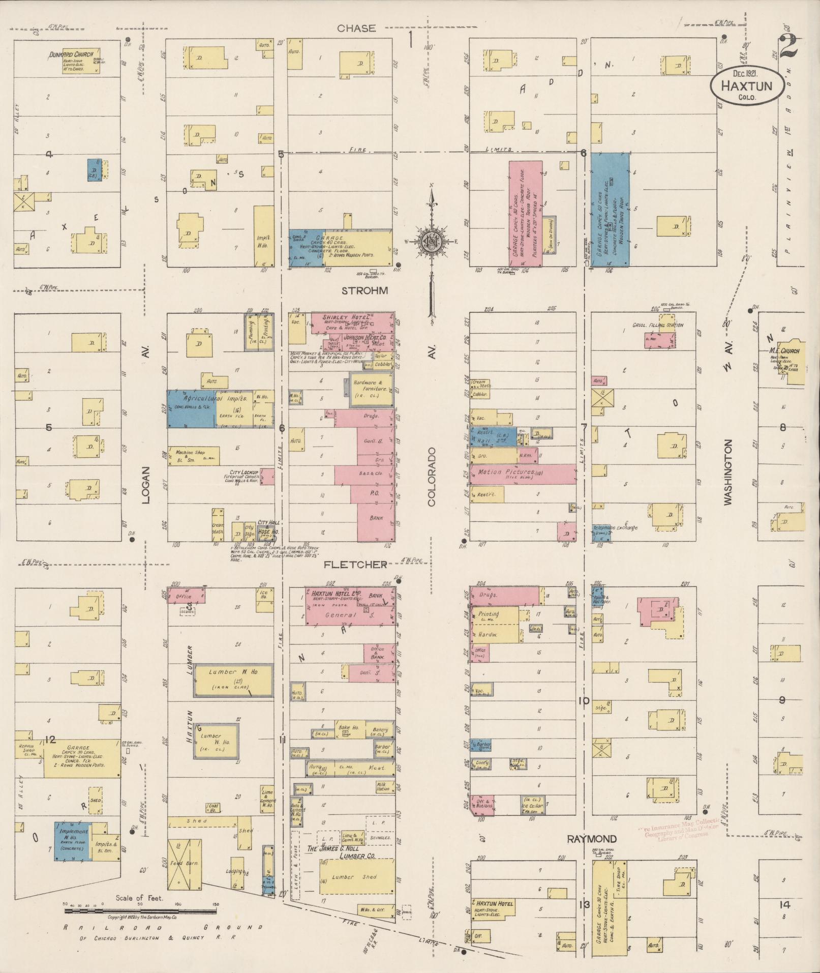 Sanborn Fire Insurance Map from Haxtun, Phillips County, Colorado (1921), Sheet #0002 - Complete Map Set gallery image, historic Sanborn map, vintage wall art, Colorado Colorado