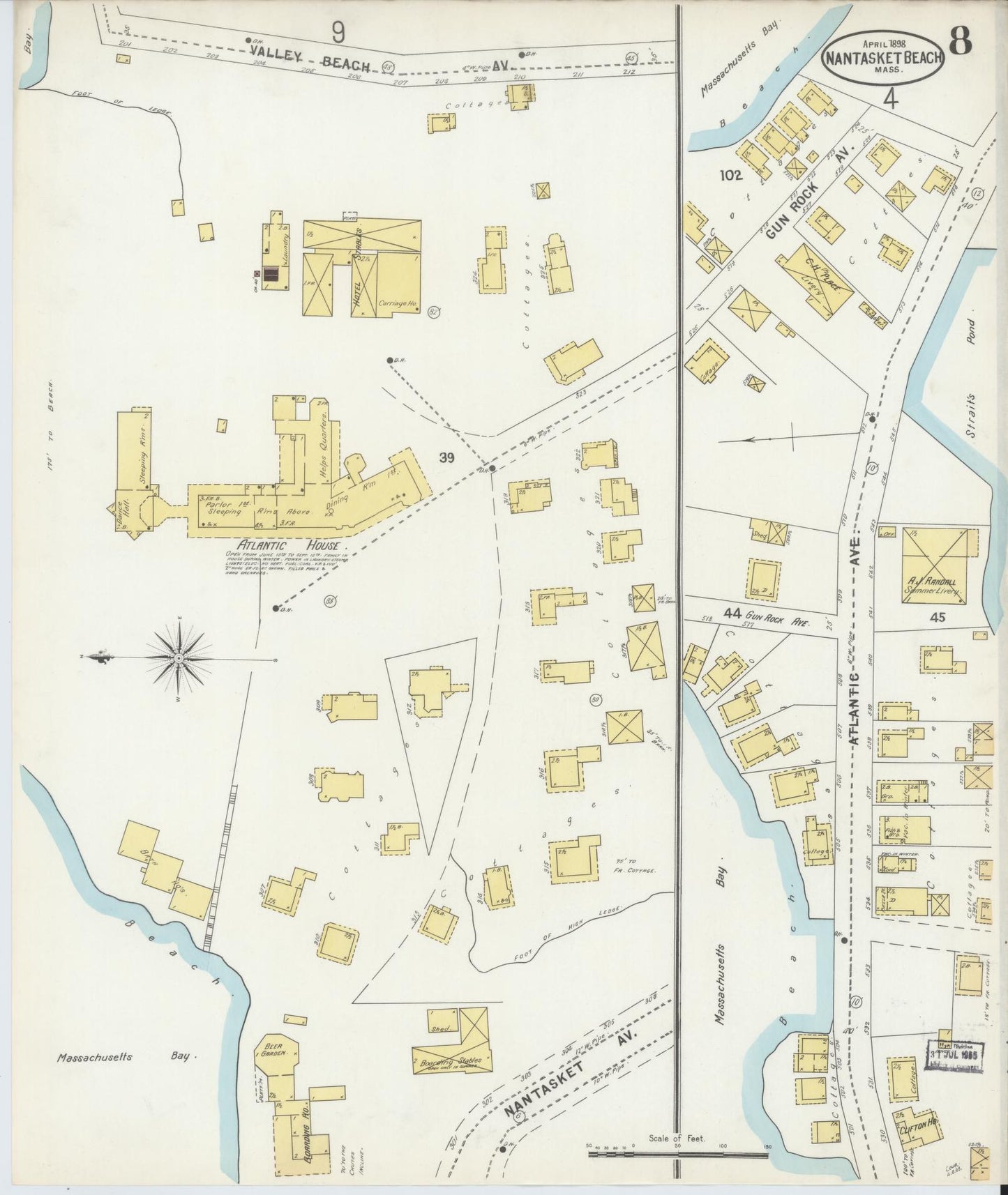 Sanborn Fire Insurance Map from Nantasket Beach, Plymouth County, Massachusetts (1898), Sheet #0008 - Complete Map Set gallery image, historic Sanborn map, vintage wall art, Massachusetts Massachusetts