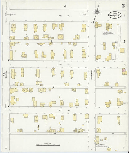 Sanborn Fire Insurance Map from Waterford, Erie County, Pennsylvania (1911), Sheet #0003 - Historic Sanborn Fire Insurance Map Print, vintage old map wall art, antique decor, genealogy gift, Pennsylvania Pennsylvania map
