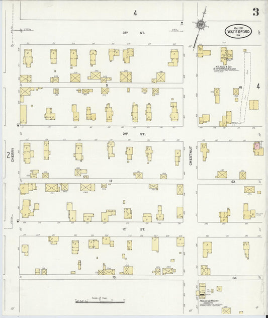 Sanborn Fire Insurance Map from Waterford, Erie County, Pennsylvania (1911), Sheet #0003 - Historic Sanborn Fire Insurance Map Print, vintage old map wall art, antique decor, genealogy gift, Pennsylvania Pennsylvania map