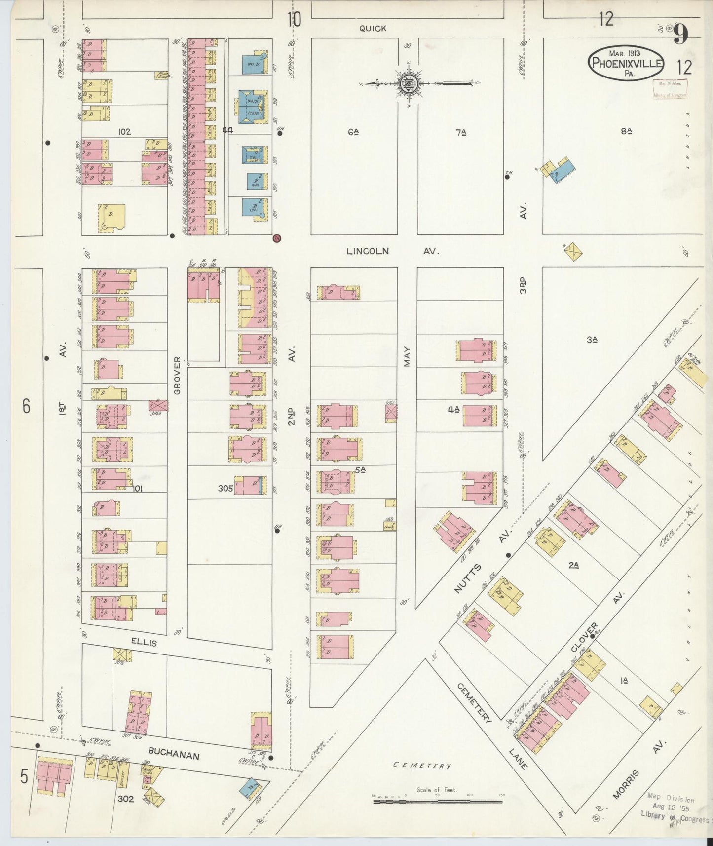Sanborn Fire Insurance Map from Phoenixville, Chester County, Pennsylvania (1913), Sheet #0009 - Complete Map Set gallery image, historic Sanborn map, vintage wall art, Pennsylvania Pennsylvania
