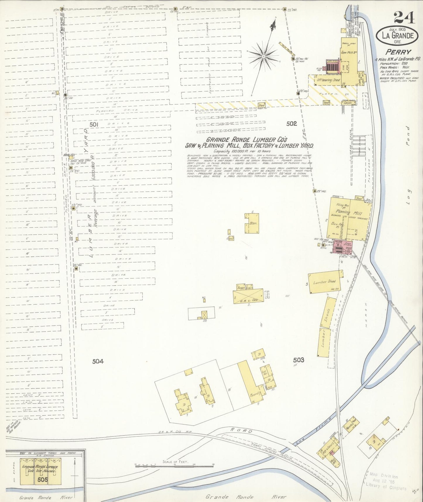 Sanborn Fire Insurance Map from La Grande, Union County, Oregon (1903), Sheet #0024 - Complete Map Set gallery image, historic Sanborn map, vintage wall art, Oregon Oregon