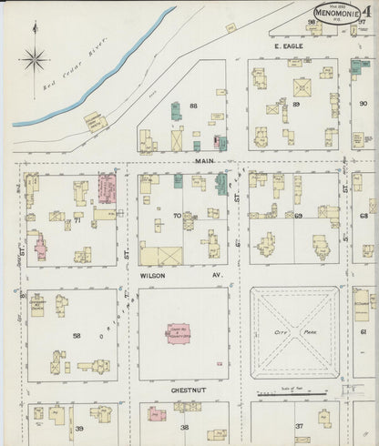 Sanborn Fire Insurance Map from Menomonie, Dunn County, Wisconsin (1889), Sheet #0004 - Complete Map Set gallery image, historic Sanborn map, vintage wall art, Wisconsin Wisconsin