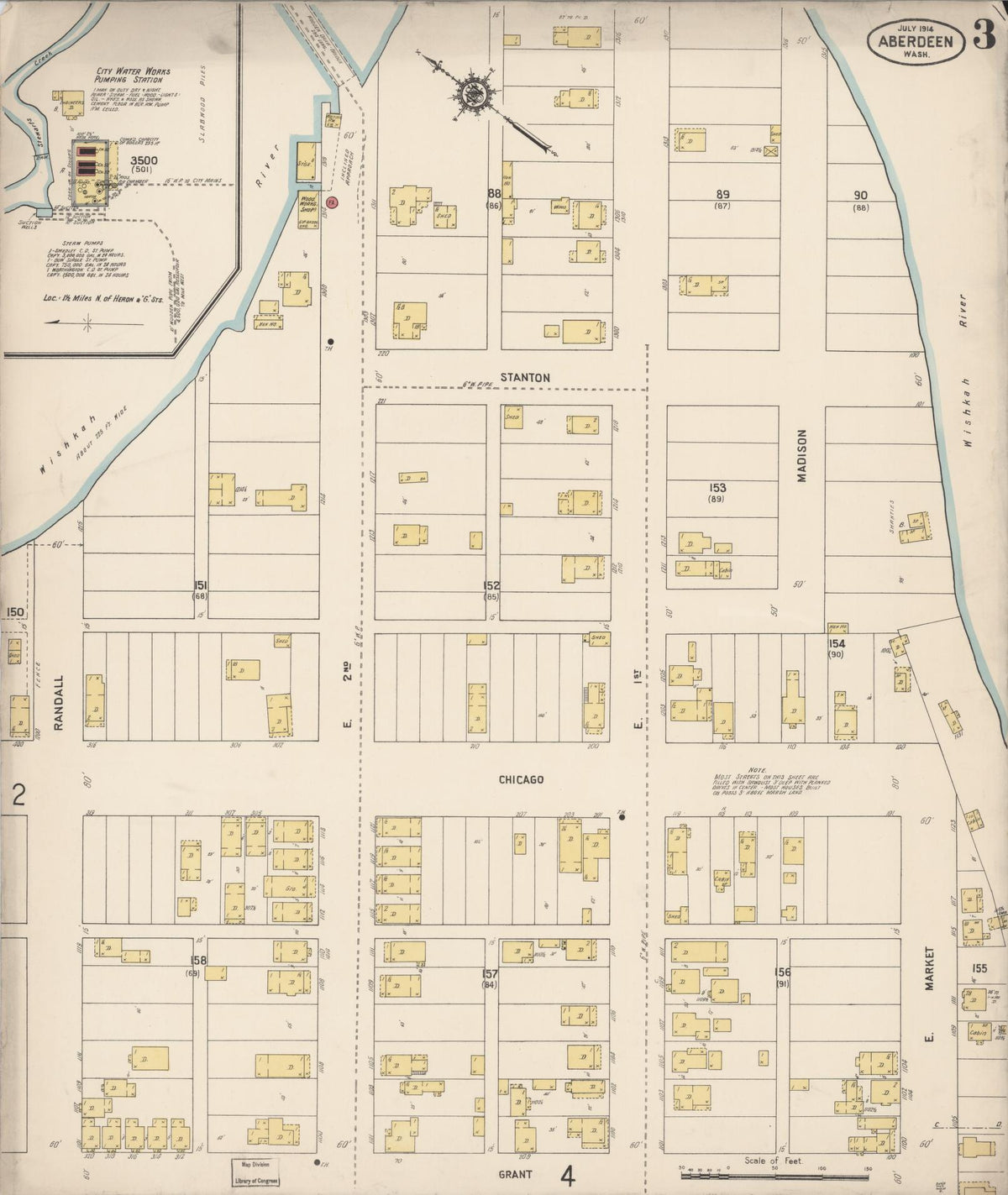 Sanborn Fire Insurance Map from Aberdeen, Grays Harbor County, Washington (1914), Sheet #0003 - Complete Map Set gallery image, historic Sanborn map, vintage wall art, Washington Washington