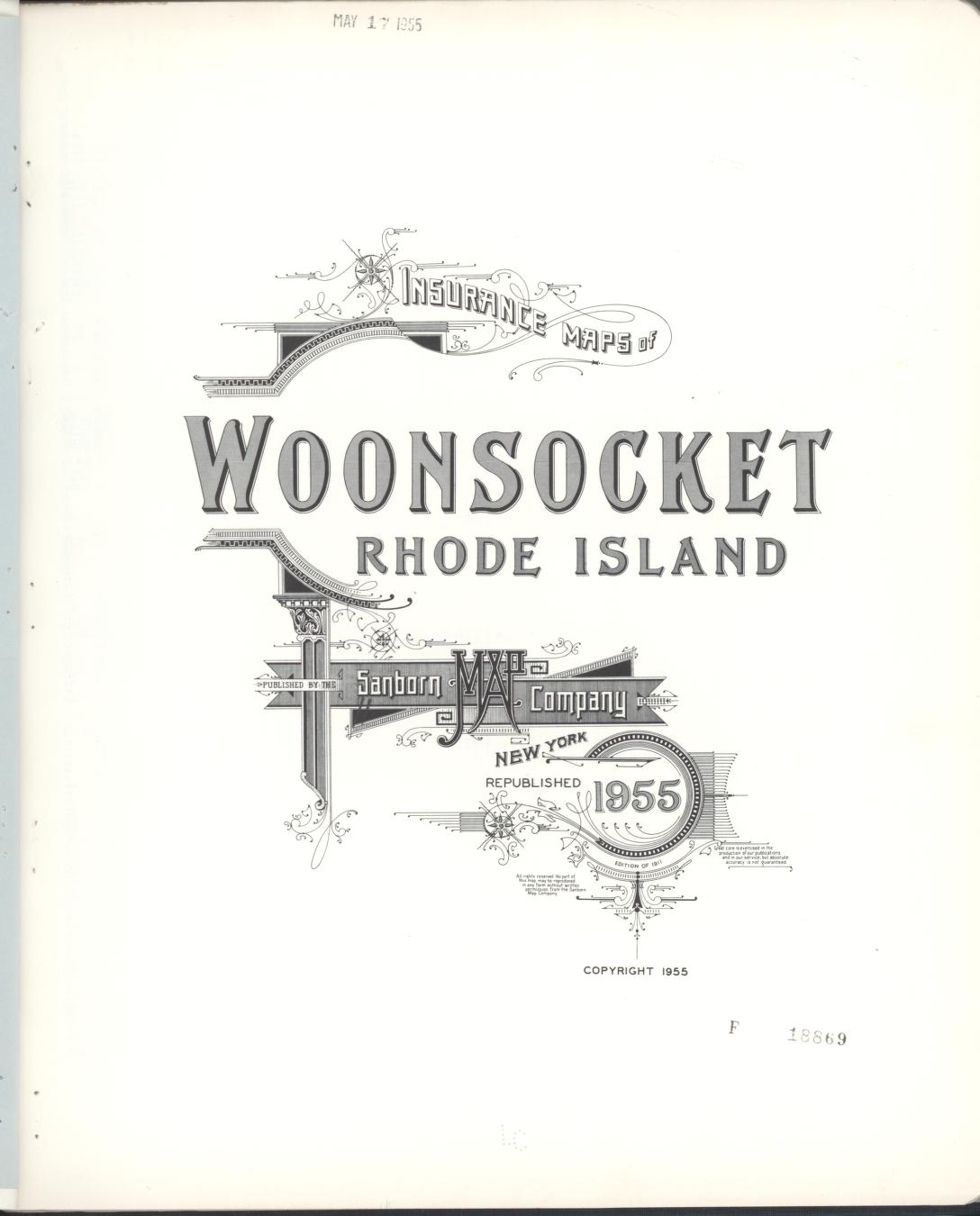 Sanborn Fire Insurance Map from Woonsocket, Providence County, Rhode Island (1955), Sheet #0001 - Historic Sanborn Fire Insurance Map Print, vintage old map wall art, antique decor, genealogy gift, Rhode Island Rhode Island map