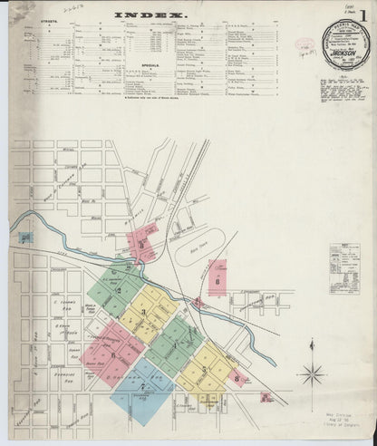 Sanborn Fire Insurance Map from Jackson, Jackson County, Ohio (1897), Sheet #0001 - Historic Sanborn Fire Insurance Map Print, vintage old map wall art, antique decor, genealogy gift, Ohio Ohio map