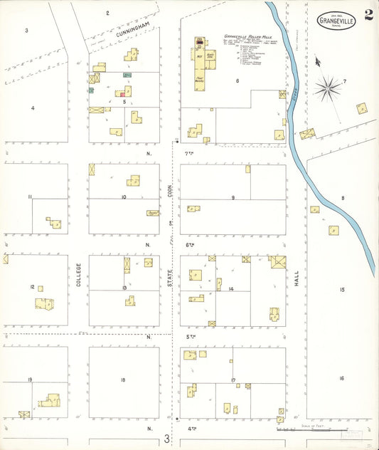Sanborn Fire Insurance Map from Grangeville, Idaho County, Idaho (1901), Sheet #0002 - Historic Sanborn Fire Insurance Map Print, vintage old map wall art, antique decor, genealogy gift, Grangeville Idaho map