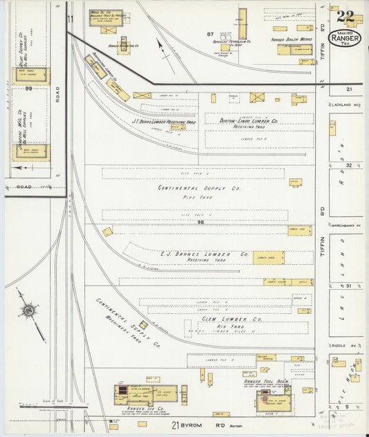 Sanborn Fire Insurance Map from Ranger, Eastland County, Texas (1920), Sheet #0022 - Historic Sanborn Fire Insurance Map Print, vintage old map wall art, antique decor, genealogy gift, Texas Texas map