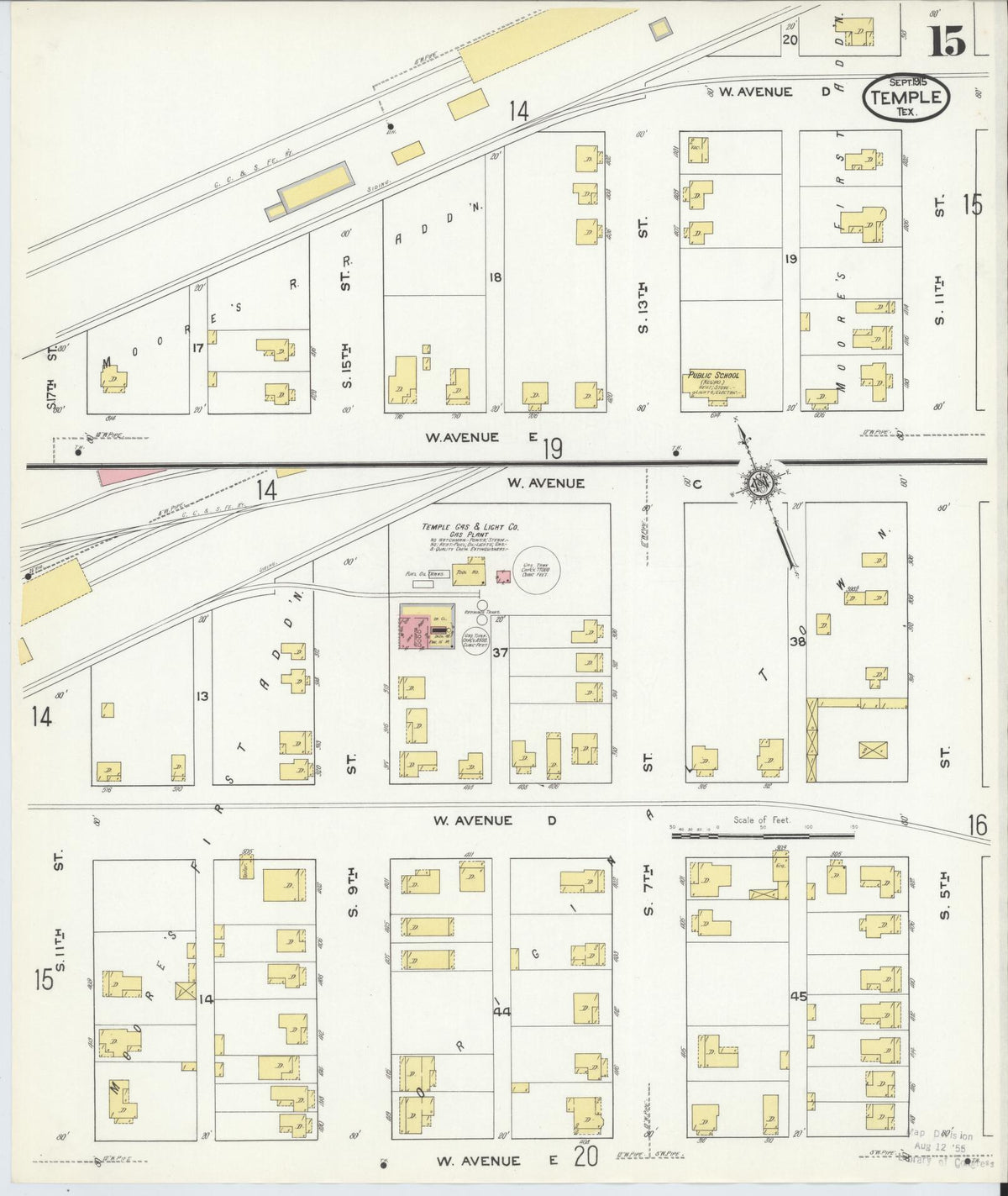 Sanborn Fire Insurance Map from Temple, Bell County, Texas (1915), Sheet #0015 - Complete Map Set gallery image, historic Sanborn map, vintage wall art, Texas Texas