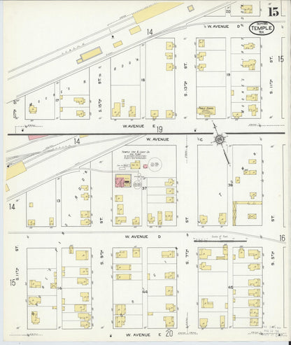 Sanborn Fire Insurance Map from Temple, Bell County, Texas (1915), Sheet #0015 - Complete Map Set gallery image, historic Sanborn map, vintage wall art, Texas Texas