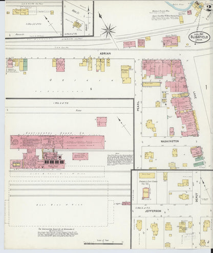 Sanborn Fire Insurance Map from Blissfield, Lenawee County, Michigan (1907), Sheet #0002 - Complete Map Set gallery image, historic Sanborn map, vintage wall art, Michigan Michigan