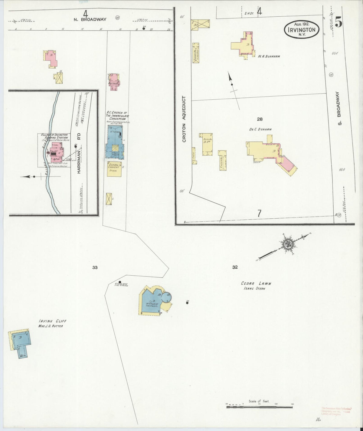 Sanborn Fire Insurance Map from Irvington, Westchester County, New York (1912), Sheet #0005 - Complete Map Set gallery image, historic Sanborn map, vintage wall art, New York New York