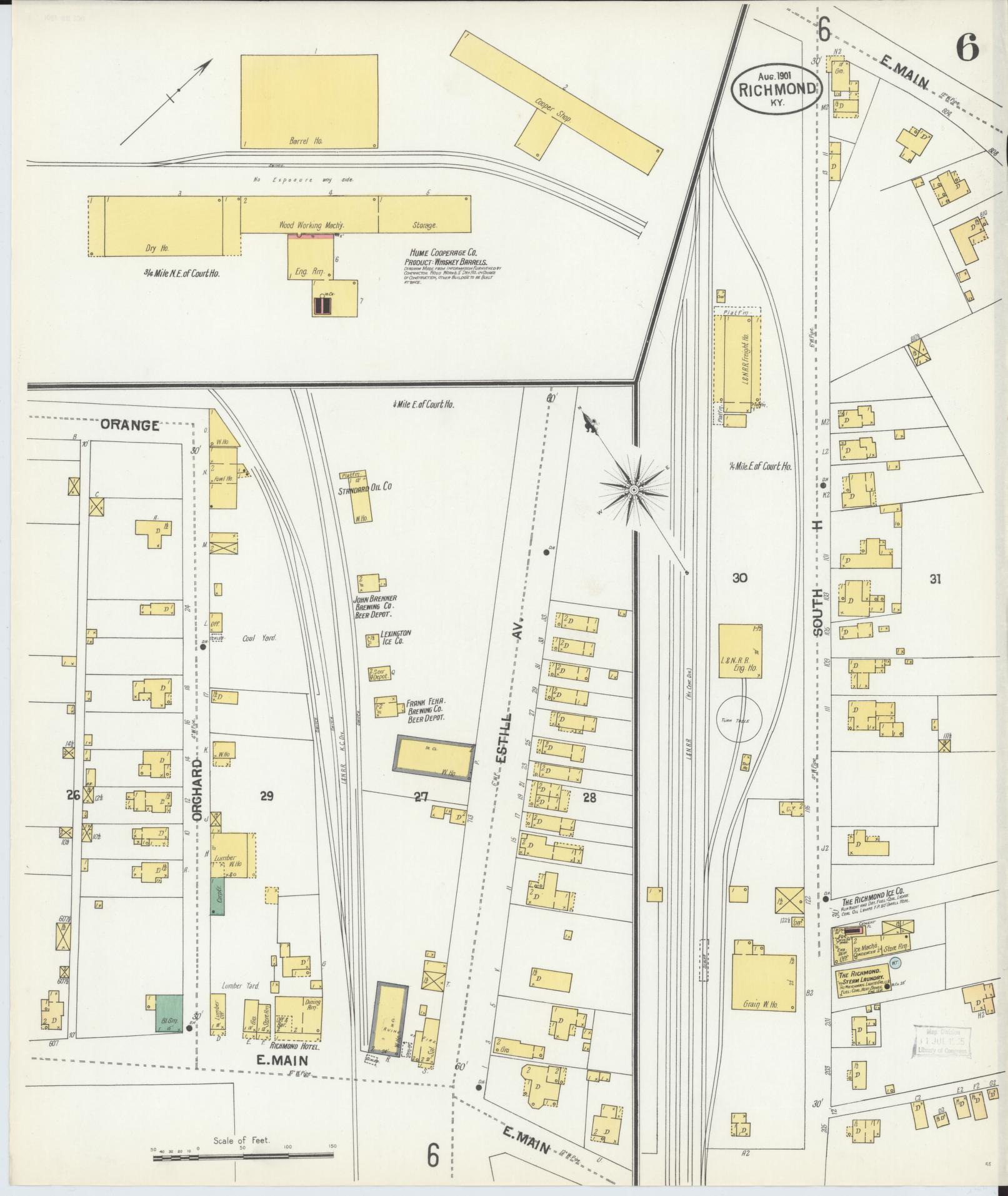 Sanborn Fire Insurance Map from Richmond, Madison County, Kentucky (1901), Sheet #0006 - Complete Map Set gallery image, historic Sanborn map, vintage wall art, Kentucky Kentucky