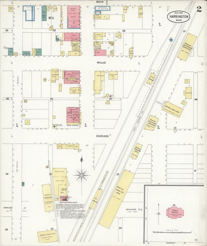 Sanborn Fire Insurance Map from Harrington, Lincoln County, Washington (1902), Sheet #0002 - Complete Map Set gallery image, historic Sanborn map, vintage wall art, Washington Washington