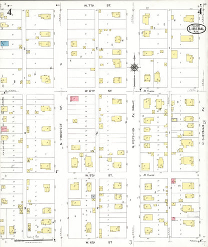 Sanborn Fire Insurance Map from Liberal, Seward County, Kansas (1923), Sheet #0004 - Complete Map Set gallery image, historic Sanborn map, vintage wall art, Kansas Kansas