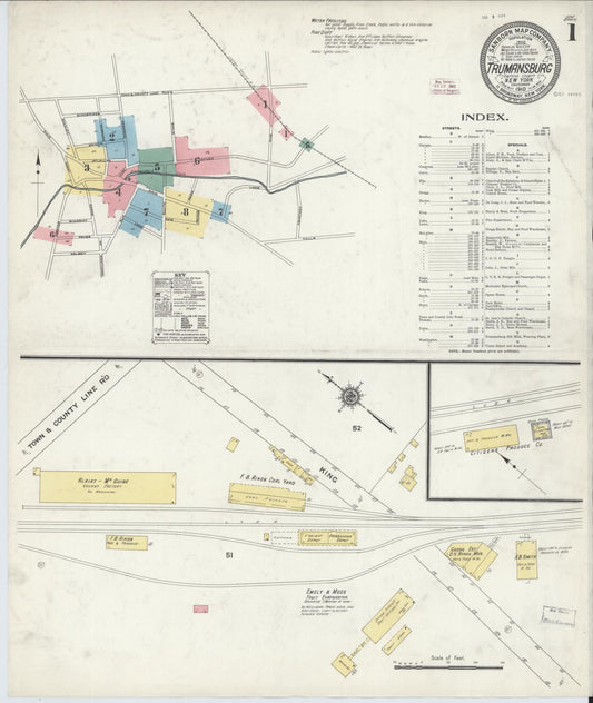 Sanborn Fire Insurance Map from Trumansburg, Tompkins County, New York (1910), Sheet #0001 - Complete Map Set gallery image, historic Sanborn map, vintage wall art, New York New York