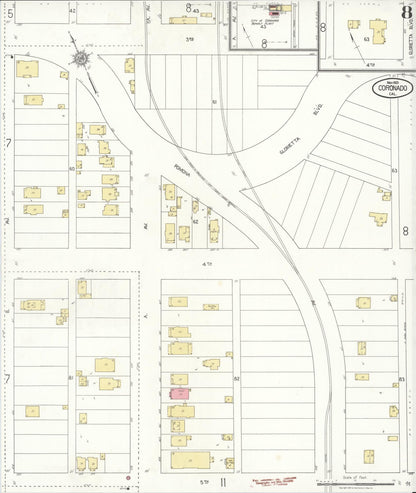Sanborn Fire Insurance Map from Coronado, San Diego County, California (1921), Sheet #0008 - Complete Map Set gallery image, historic Sanborn map, vintage wall art, California California