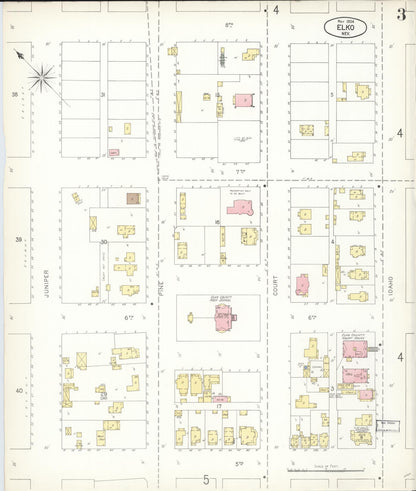 Sanborn Fire Insurance Map from Elko, Elko County, Nevada (1904), Sheet #0003 - Complete Map Set gallery image, historic Sanborn map, vintage wall art, Nevada Nevada