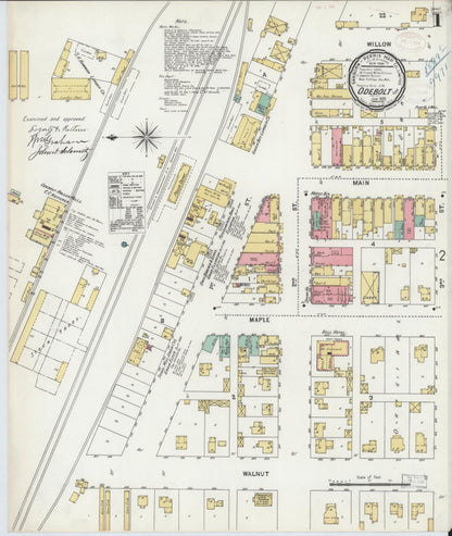 Sanborn Fire Insurance Map from Odebolt, Sac County, Iowa (1899), Sheet #0001 - Historic Sanborn Fire Insurance Map Print, vintage old map wall art