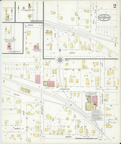 Sanborn Fire Insurance Map from Richmond, Ray County, Missouri (1909), Sheet #0002 - Complete Map Set gallery image, historic Sanborn map, vintage wall art, Missouri Missouri
